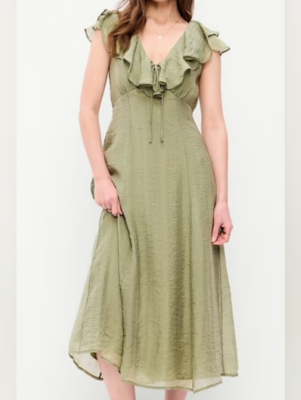 NWT - Old Navy Ruffle V-Neck Fit & Flare Fully Lined Midi Dress - Size M Tall